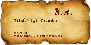 Mihályi Aranka névjegykártya