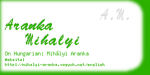 aranka mihalyi business card
